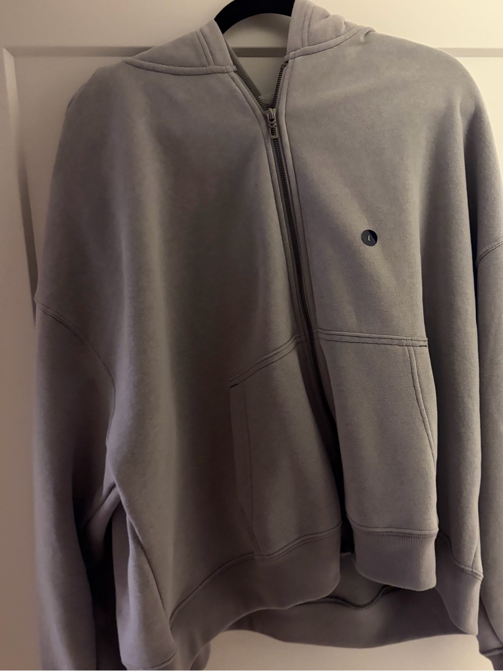 Hollister Light Gray Zip up rectangle fit hoodie